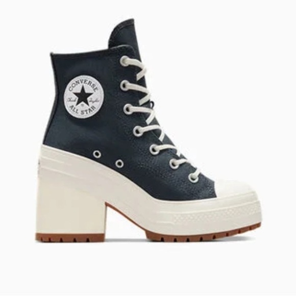 Converse Blue and White Heeled Boots with Platform - Picture 5 of 5